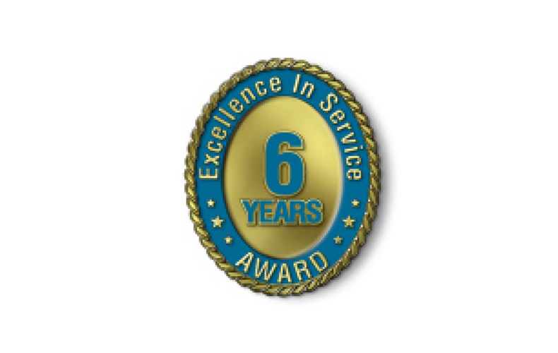Excellence in Service - 6 Year Award Excellence in Service - 6 Year Award